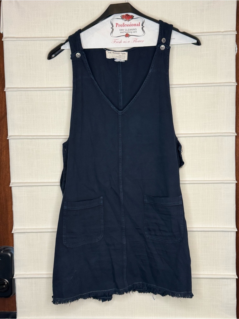 The Vintage Twin Upcycled Navy Mini Pinafore Dress